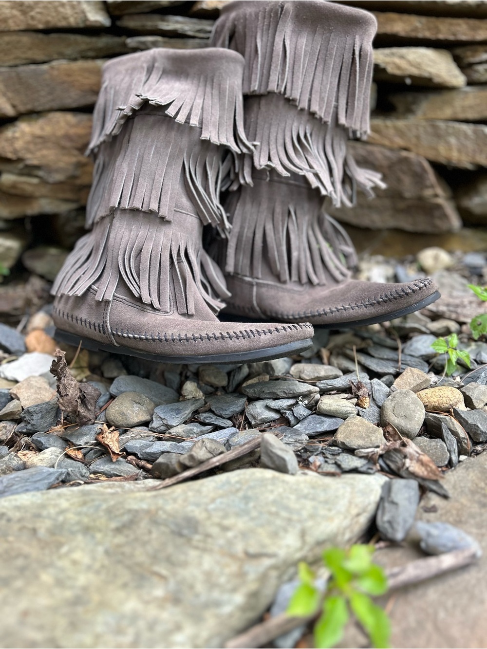 Minnetonka Fringe Suede Mid-Calf Boots